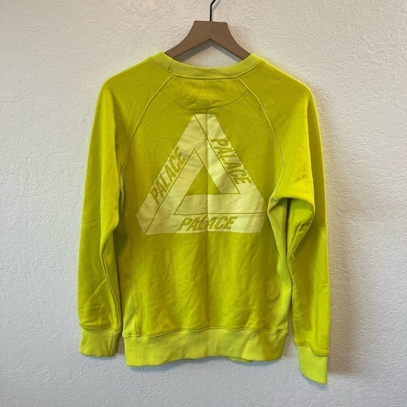 Palace Logo Slub Crew Neck Long Sleeve Pullover Sweatshirt Lime Green Small - Picture 6 of 12